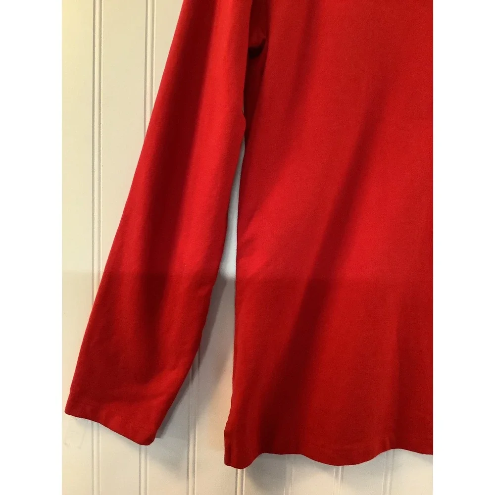 NEW Tommy Hilfiger Women's Red Long Sleeve Polo Shirt‎ Size L  Cotton Preppy